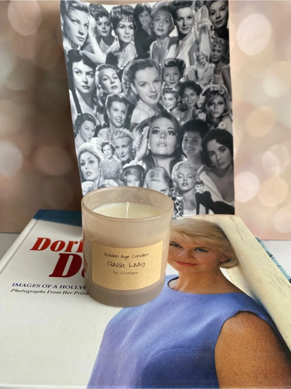 Old Hollywood Classic Lady Soy Wax Candle and Collage Gift Set